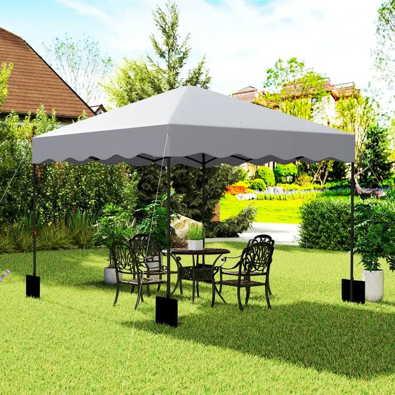 Gazebo Pop-Up 3x3m Hauteur Réglable – Tente de Jardin Oxford UPF50+ avec Sac de Transport | Gris Clair