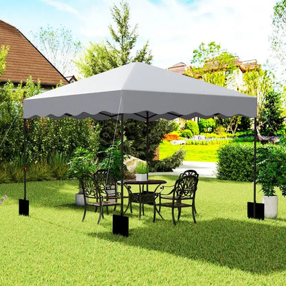 Gazebo Pop-Up 3x3m Hauteur Réglable – Tente de Jardin Oxford UPF50+ avec Sac de Transport | Gris Clair