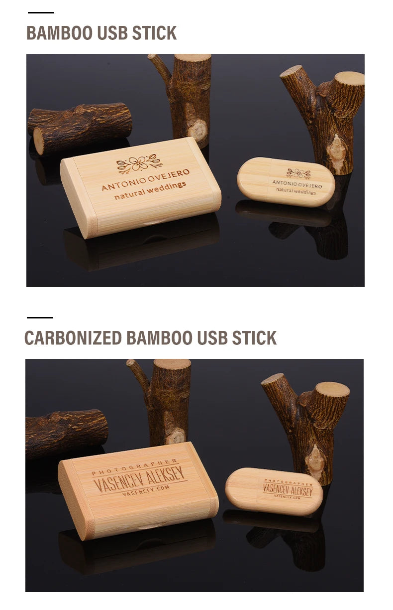 Clé USB 2.0 Bois Personnalisable 4GB 16GB 32GB 64GB avec Boîte Cadeau Mariage Photo