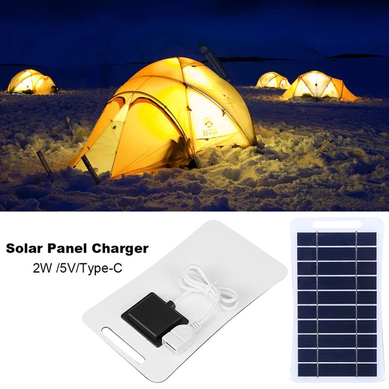 Panneau Solaire Portable USB 2W/5W - Chargeur Étanche Randonnée & Camping