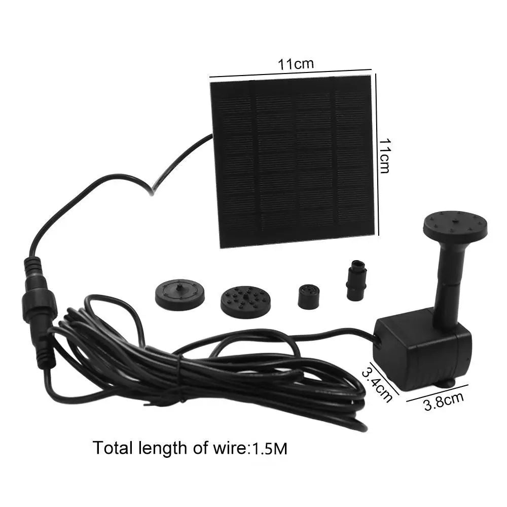 Kit Pompe Fontaine Solaire 1.4W – 11cm, Bassin, Bain d'Oiseaux & Jardin