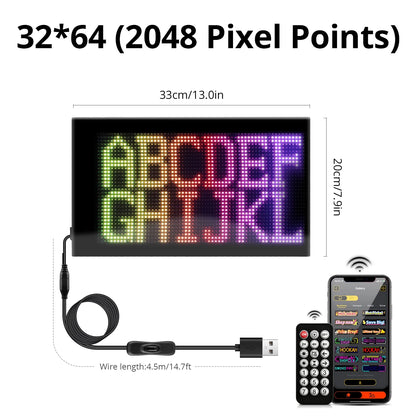 Panneau LED Pixel Flexible USB Bluetooth – Affichage Texte & GIF Personnalisable