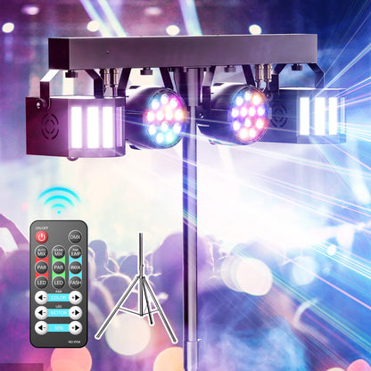 Kit Projecteurs Scène Fieryzeal 60W RGBW – 2 PAR LED + 2 Sabres, DMX512, Télécommande, Prise EU