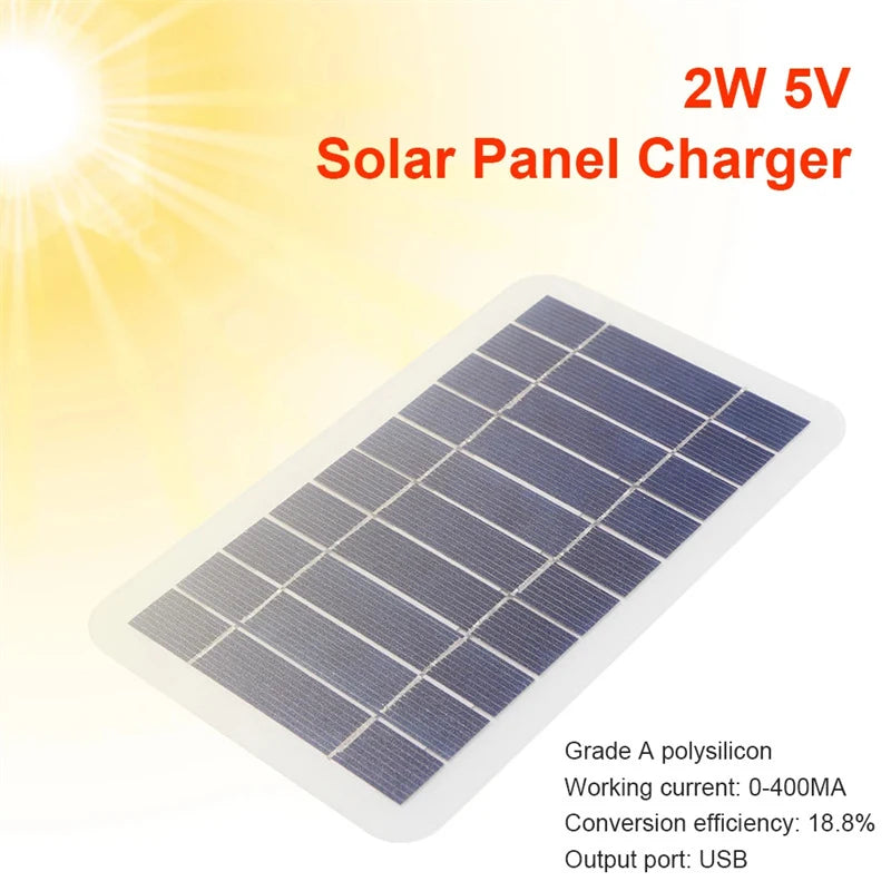 Panneau Solaire Portable USB 2W/5W - Chargeur Étanche Randonnée & Camping