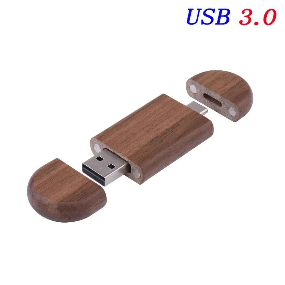 Clé USB 3.0 Type-C Bois Personnalisable JASTER - 4GB à 128GB avec Gravure Logo Gratuite