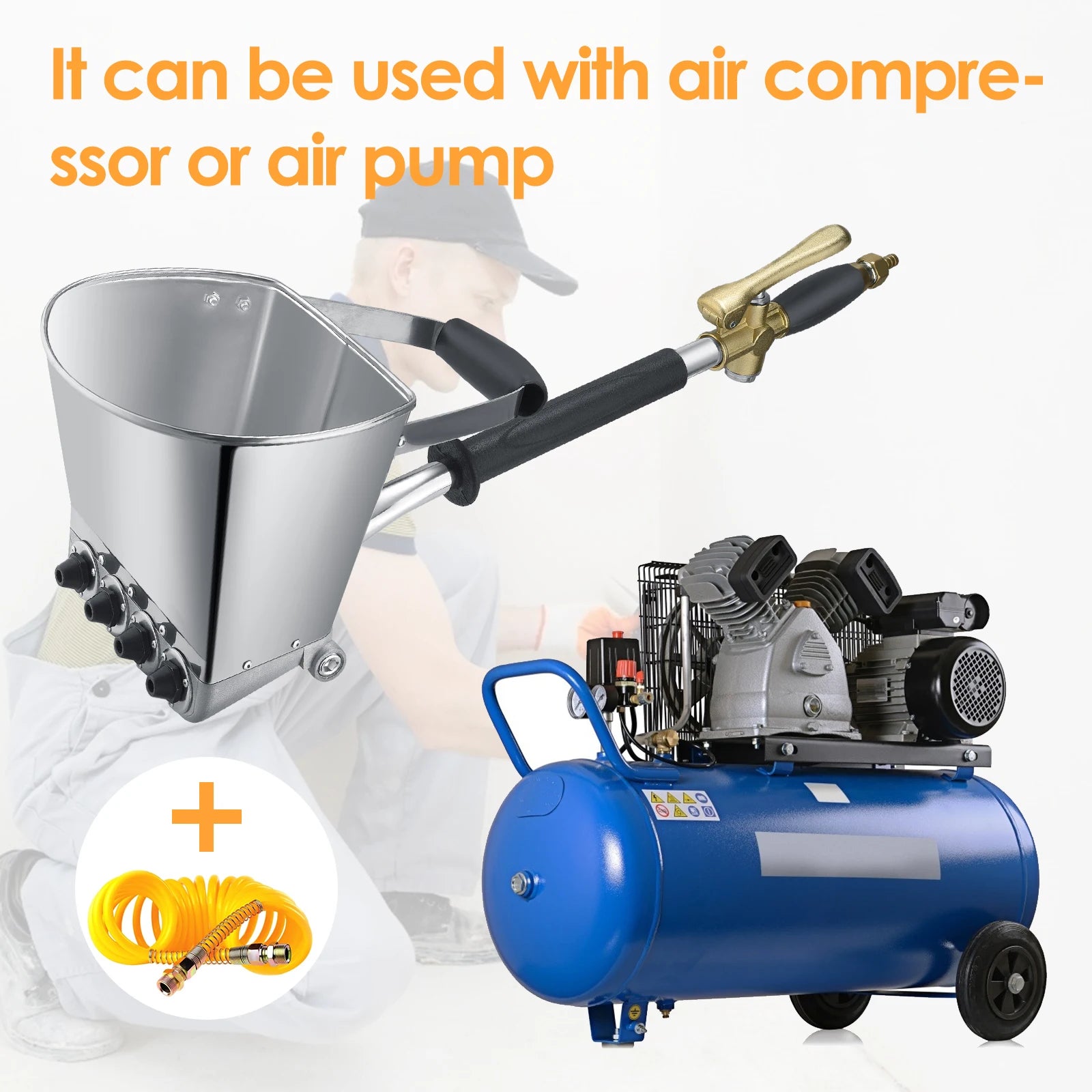 Pistolet Pulvérisateur de Mortier Pneumatique - Crépi Plâtre Ciment HVLP 4 Buses