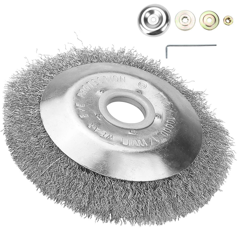 Brosse désherbeuse rotative en fil d’acier torsadé – 6 ou 8 pouces | Débroussailleuse & Dérouillage