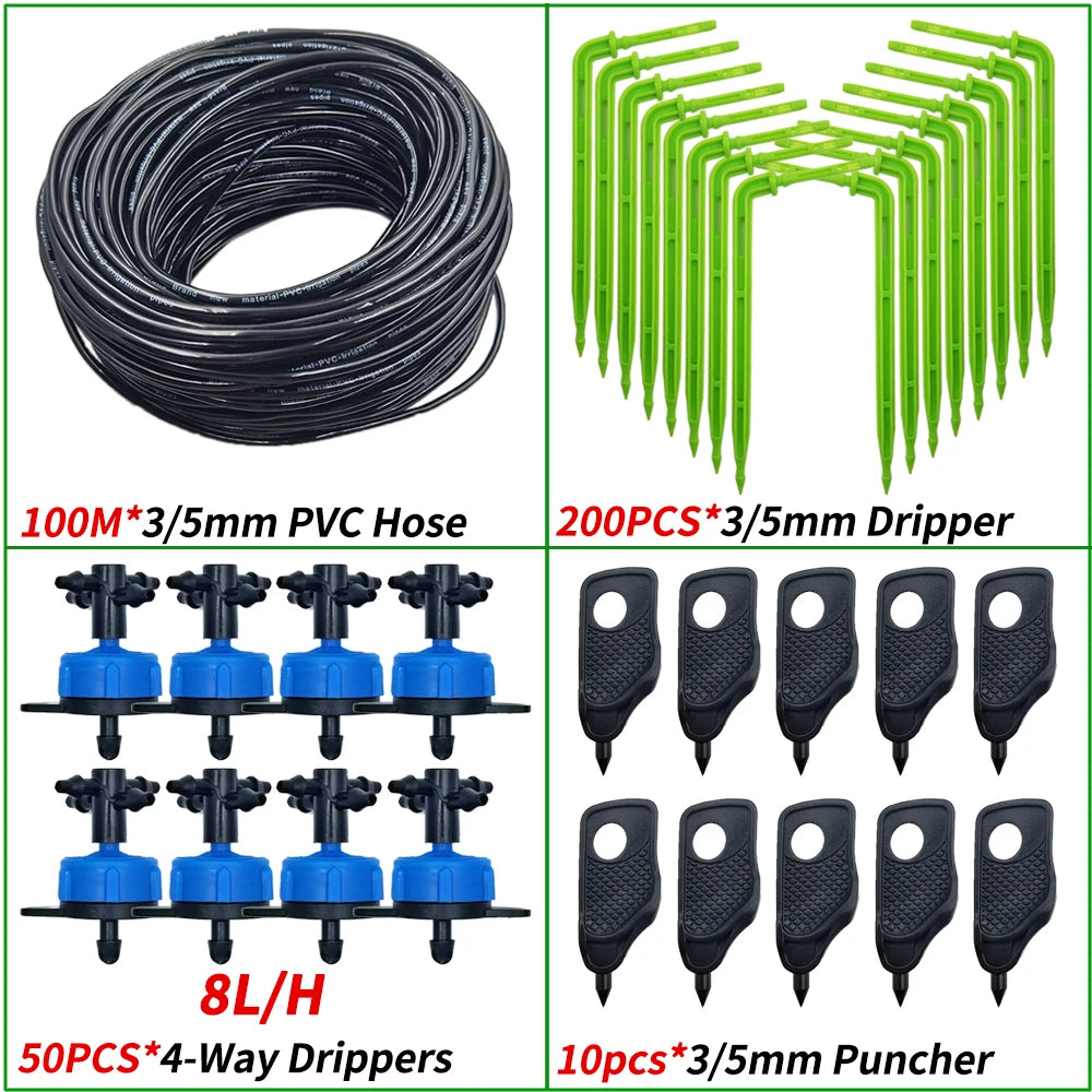 Kit d’Irrigation Goutte-à-Goutte 2 ou 4 Voies – Flèches Drip 3/5mm pour Pot, Jardin et Serre