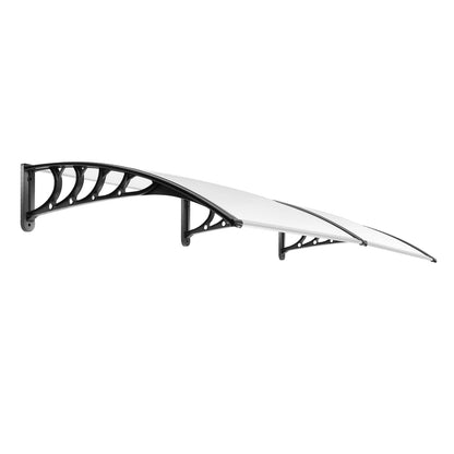 Auvent de Porte Transparent 200x90 cm – Abri Pluie Anti-UV, Polycarbonate, Sans Console Visible