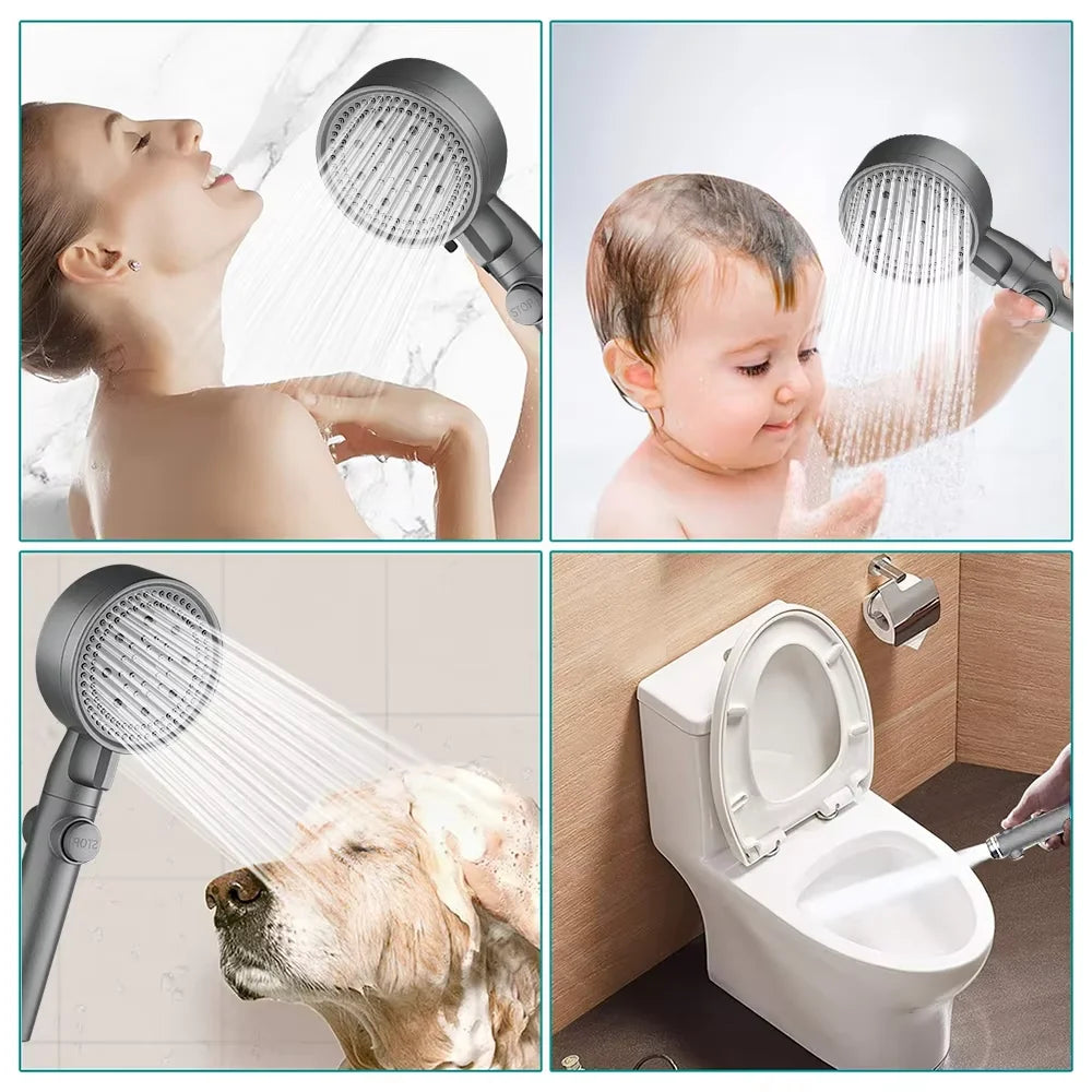 Pommeau de Douche Haute Pression 5 Modes – Économie d'eau, Réglable, Inox & ABS