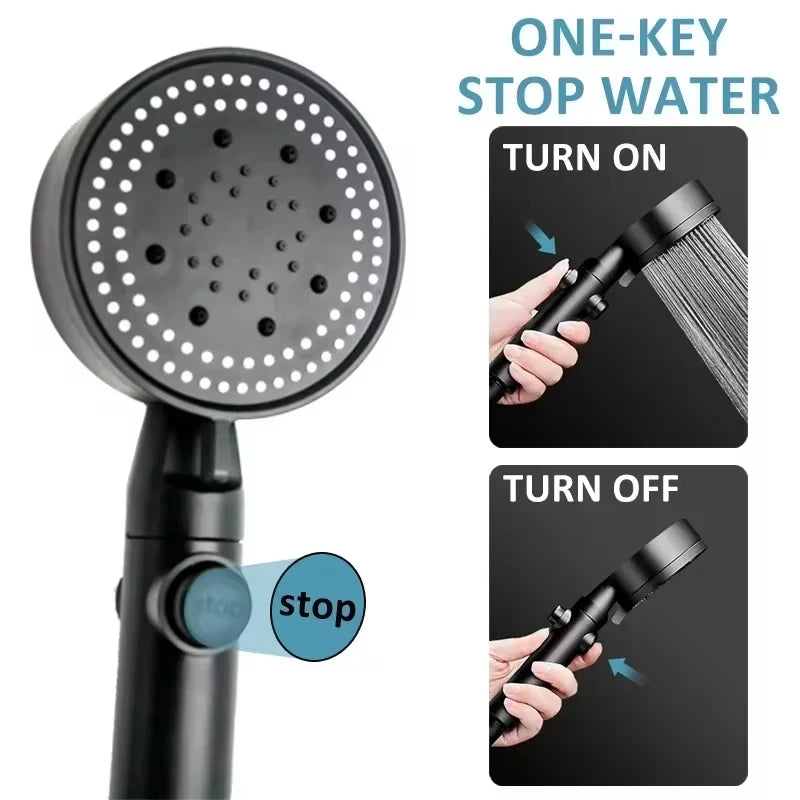 Pommeau de Douche Haute Pression 5 Modes – Économie d'eau, Réglable, Inox & ABS