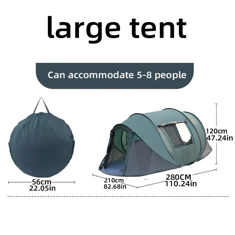 Camping en tente automatique pop-up 5-8 personnes - Ouverture instantanée 280x210cm