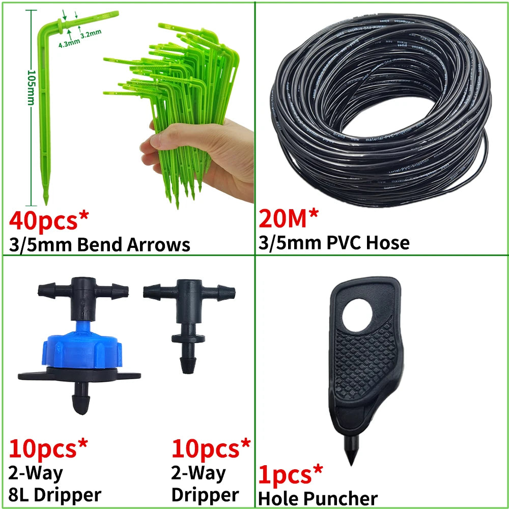 Kit d’Irrigation Goutte-à-Goutte 2 ou 4 Voies – Flèches Drip 3/5mm pour Pot, Jardin et Serre