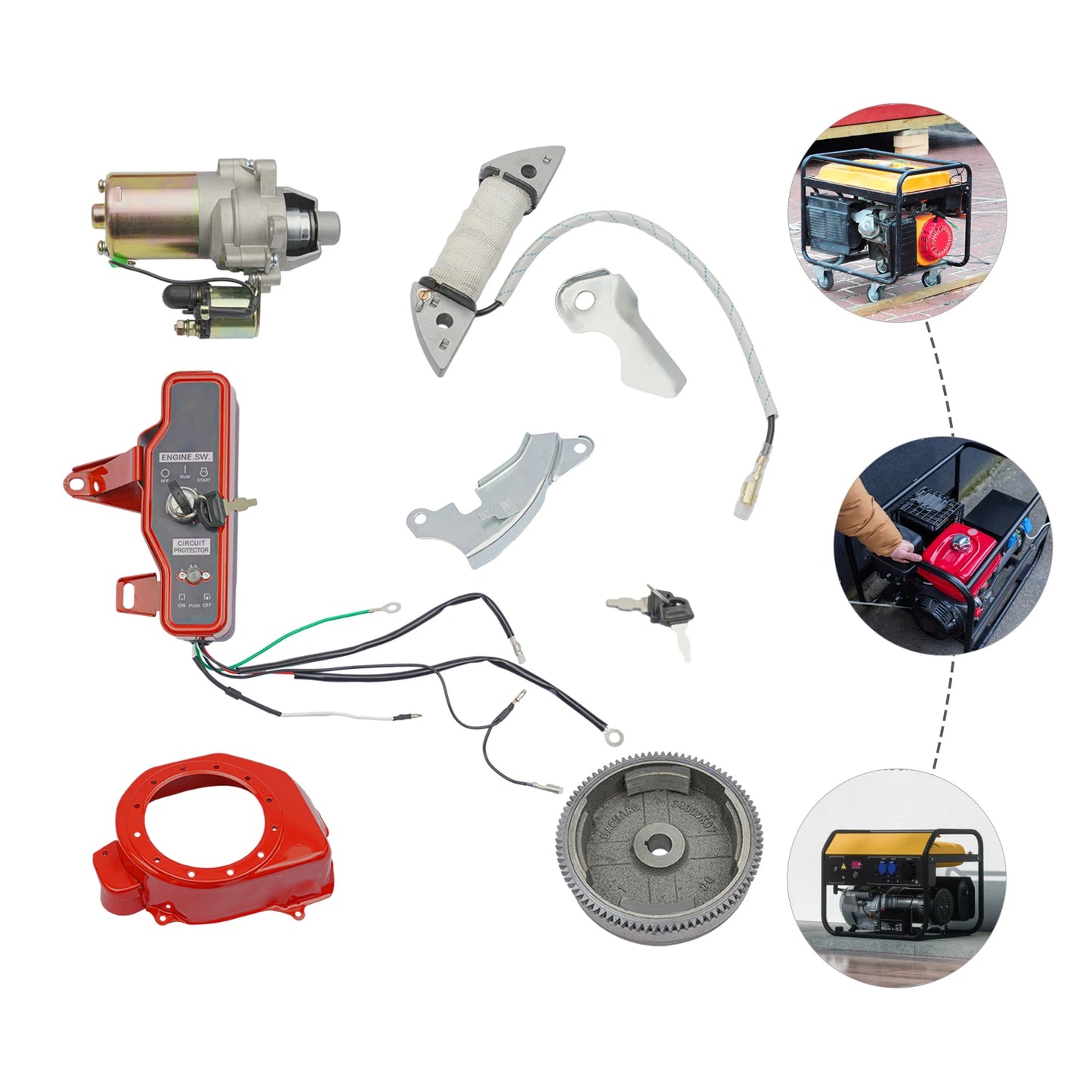 Kit Démarrage Électrique – Volant Moteur + Démarreur + Boîtier Clé pour Honda GX160 GX200 GX340 GX390