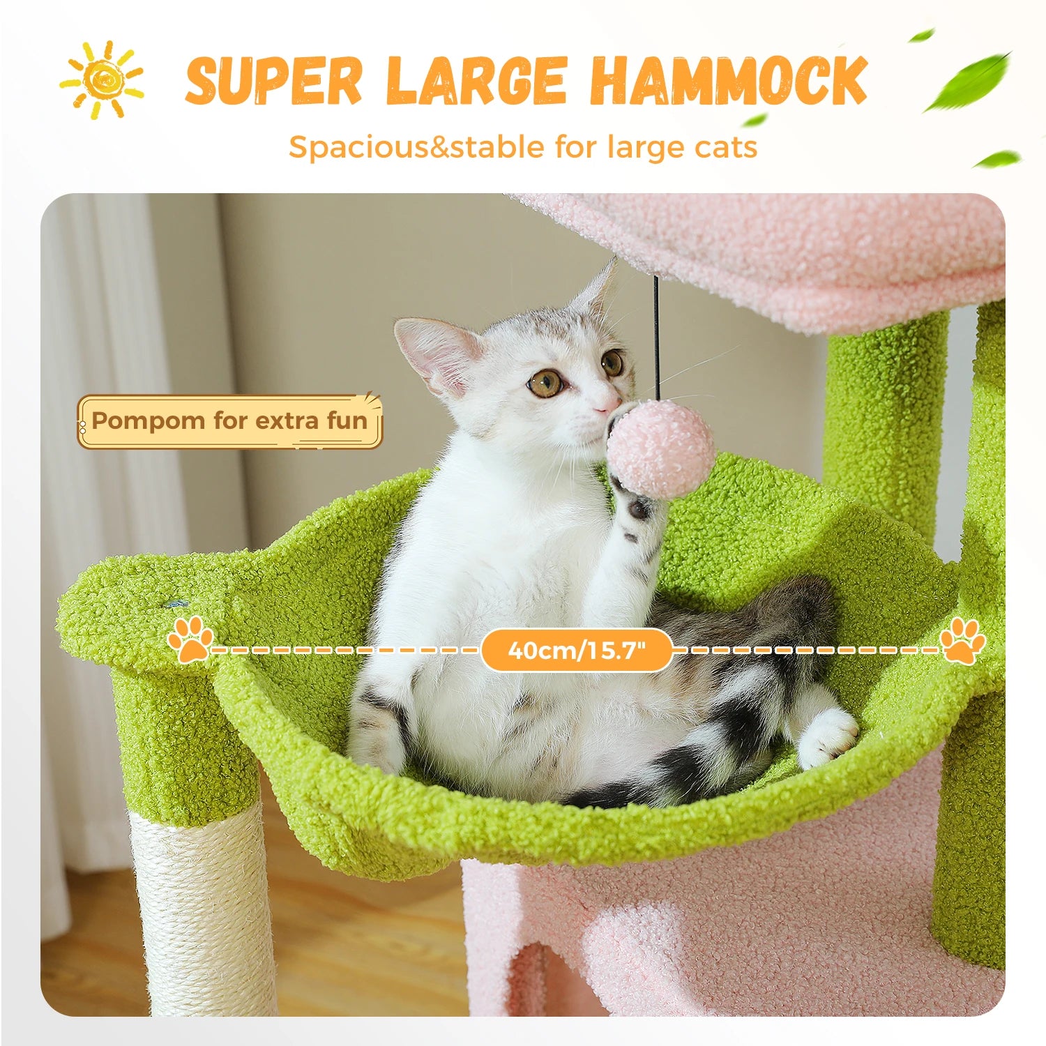 Arbre à Chat XXL Multi-Niveaux - Tour avec Griffoirs Sisal, 2 Niches, Jouets Intégrés