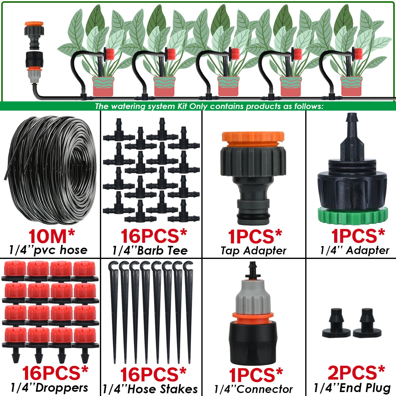 Kit Irrigation Goutte-à-Goutte KESLA – Tuyau 4/7mm, Programmateur & Capteur Pluie (5M à 50M)