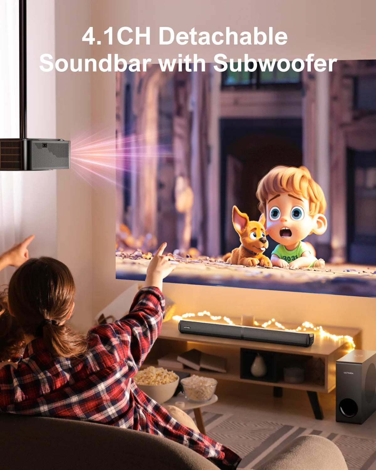 Barre de Son ULTIMEA 200W 4.1CH - Système Home Cinéma Bluetooth avec Subwoofer