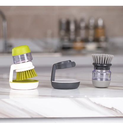 Brosse à Vaisselle avec Distributeur de Savon Intégré – Tête Remplaçable, Support Inclus
