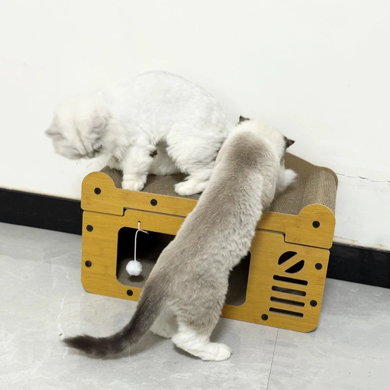 Maison pour Chat avec Griffoir - Abri Intérieur Multi-Niveaux Repos et Jeu Familles Multi-Chats