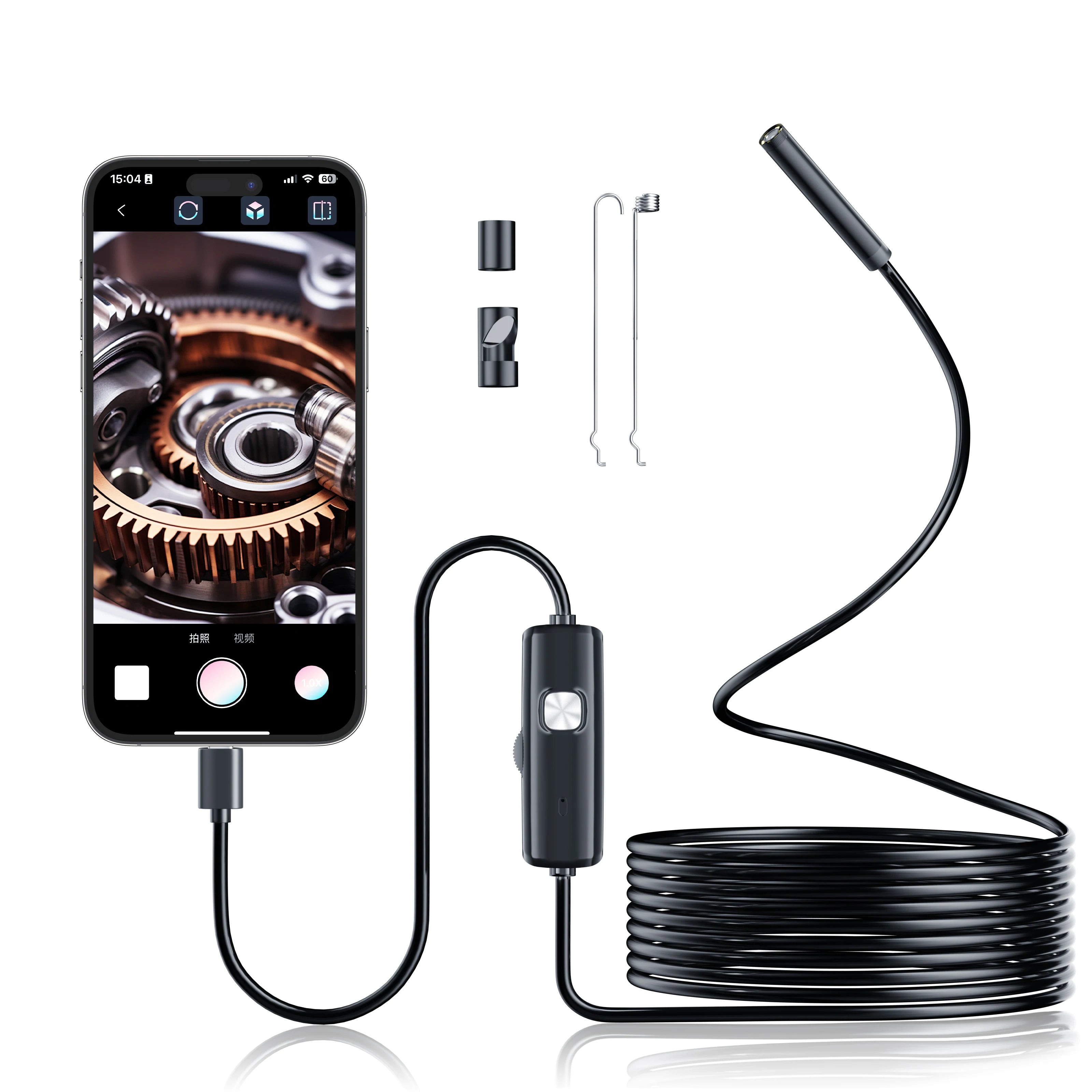 Caméra Endoscope USB-C 7mm IP67 - 6 LEDs Ajustables Inspection Flexible Android PC