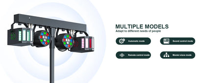 Kit Projecteurs Scène Fieryzeal 60W RGBW – 2 PAR LED + 2 Sabres, DMX512, Télécommande, Prise EU