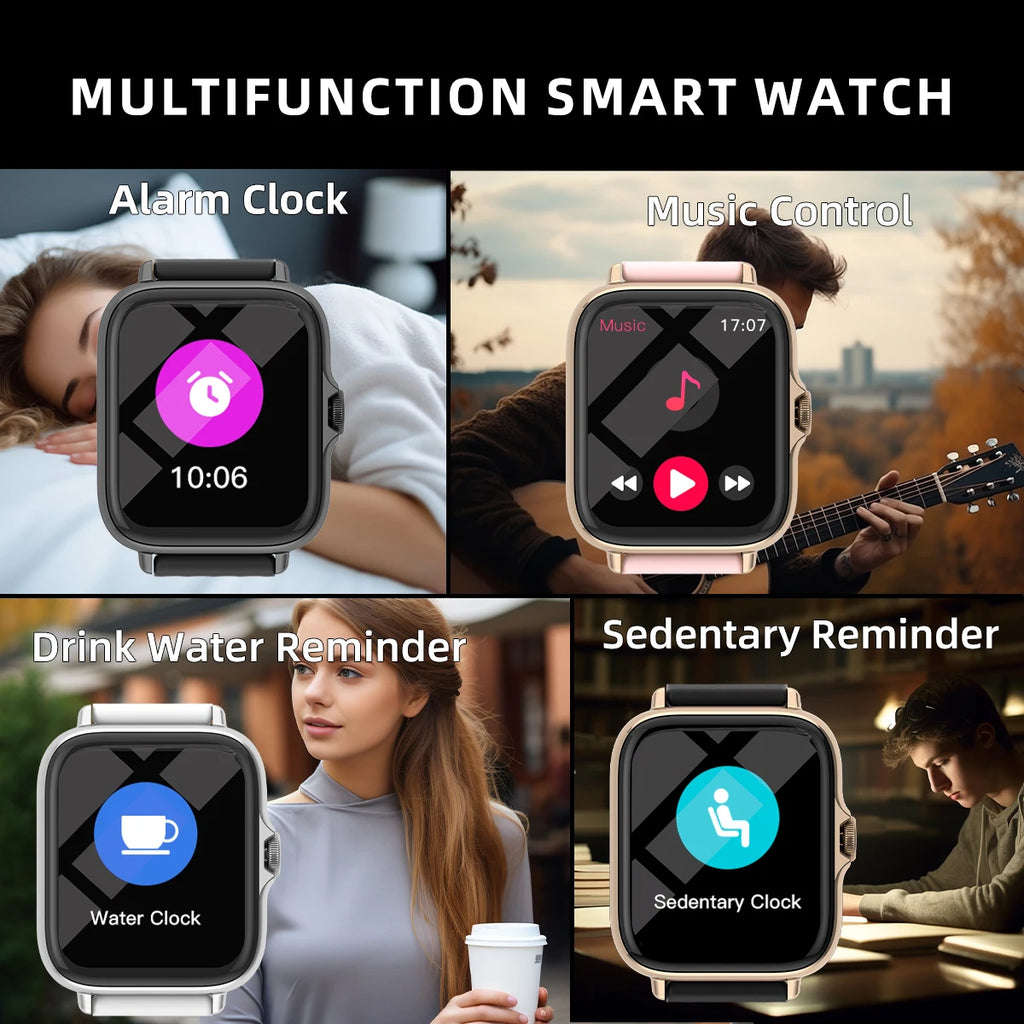 Montre connectée étanche de 1,83 pouce avec réponse aux messages et aux appels, suivi du sommeil, podomètre, notifications et fonctionnalités sportives. Compatible iPhone et Android. 