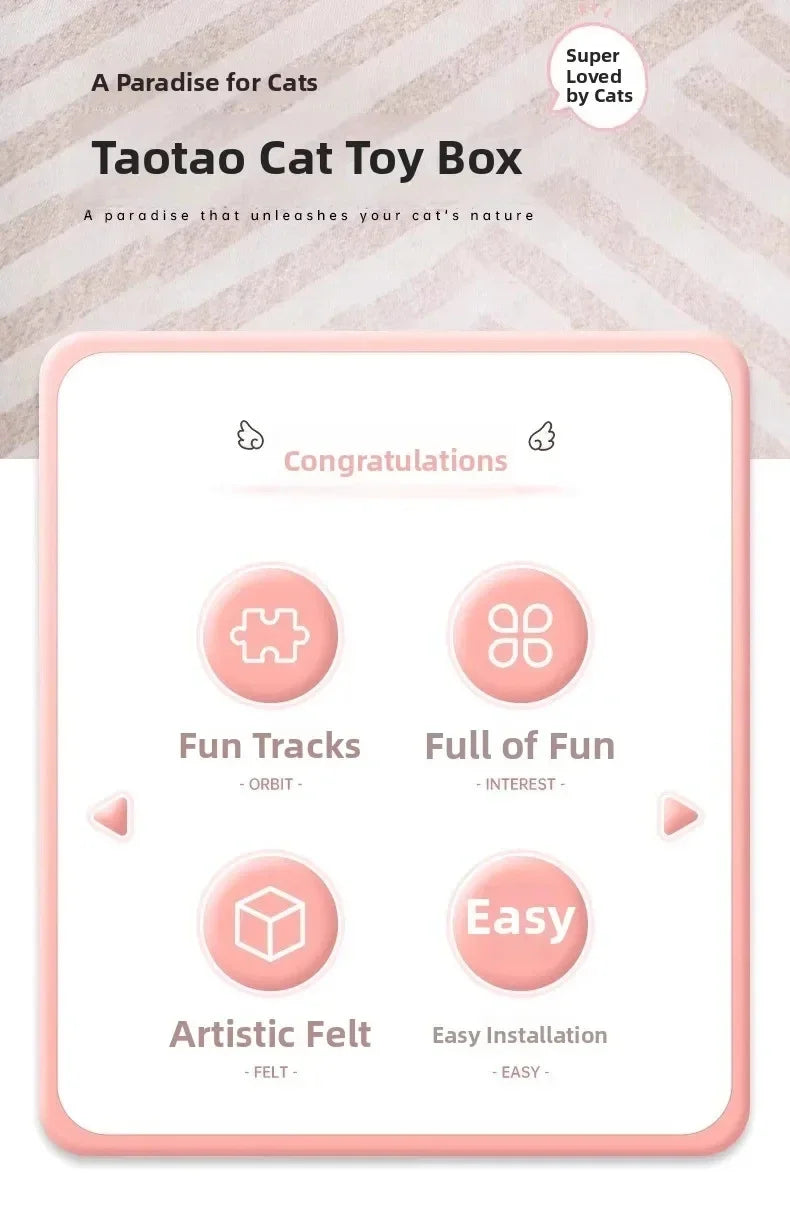 Jouet Puzzle pour Chat en Feutre - Boîte d'Exercice avec Balle Chasse Intérieur