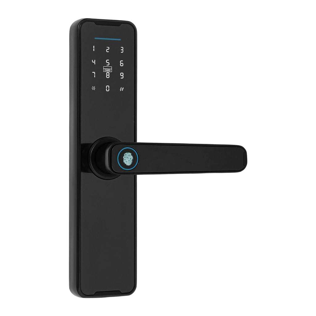Serrure Intelligente Connectée Tuya – Empreinte, Code, Carte, Clé, App – Aluminium Noir