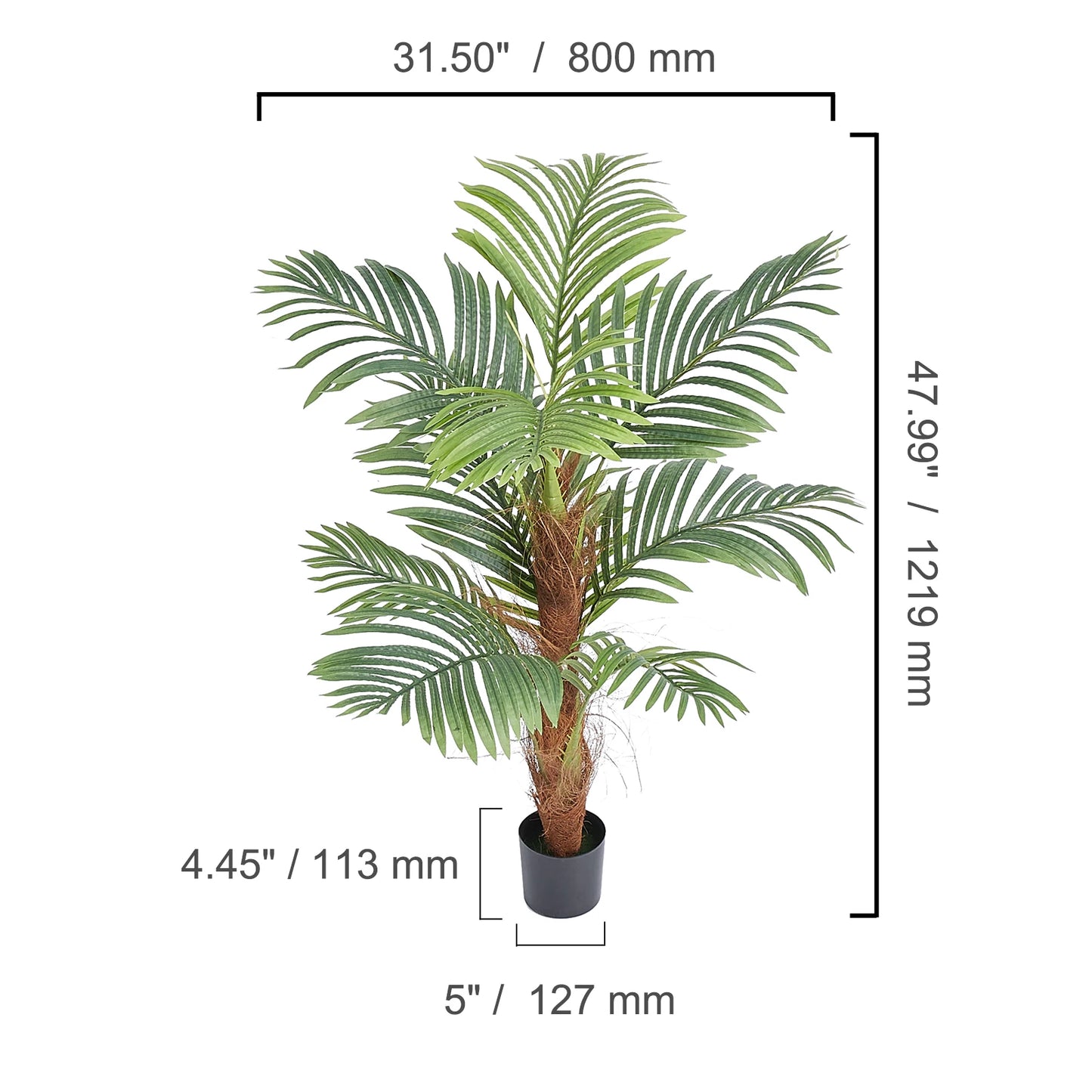Palmier Artificiel 120/150/180 cm – Fausse Plante en PE, Anti-Basculement, Faible Entretien