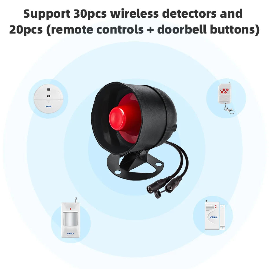 Sirène d'Alarme WiFi KERUI 110dB – Compatible Tuya, Alexa & Google Home, Détecteur de Mouvement