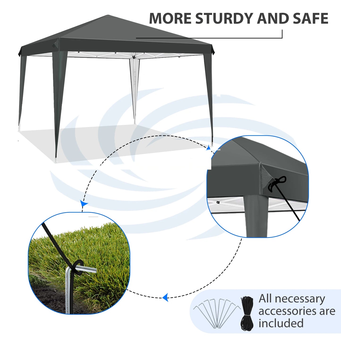 Kiosque Pliant Pop-Up 3x3 m – Toile Oxford 420D UPF 50+, Imperméable, Sac de Transport Inclus