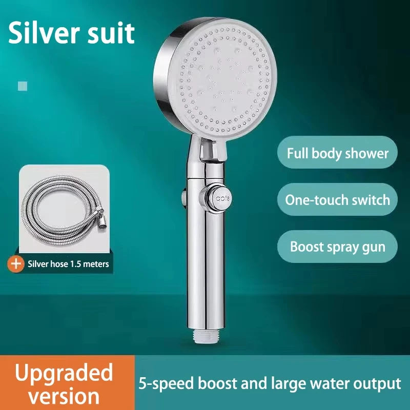Pommeau de Douche Haute Pression 5 Modes – Économie d'eau, Réglable, Inox & ABS