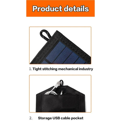 Panneau Solaire Pliable 6 Panneaux 20W – Chargeur USB 5V Portable pour Camping, Randonnée & Power Bank