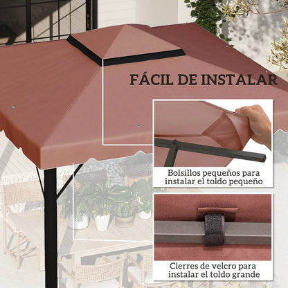 Toit de Remplacement Pergola 3x3m Double Toit – Polyester Anti-UV | Outsunny