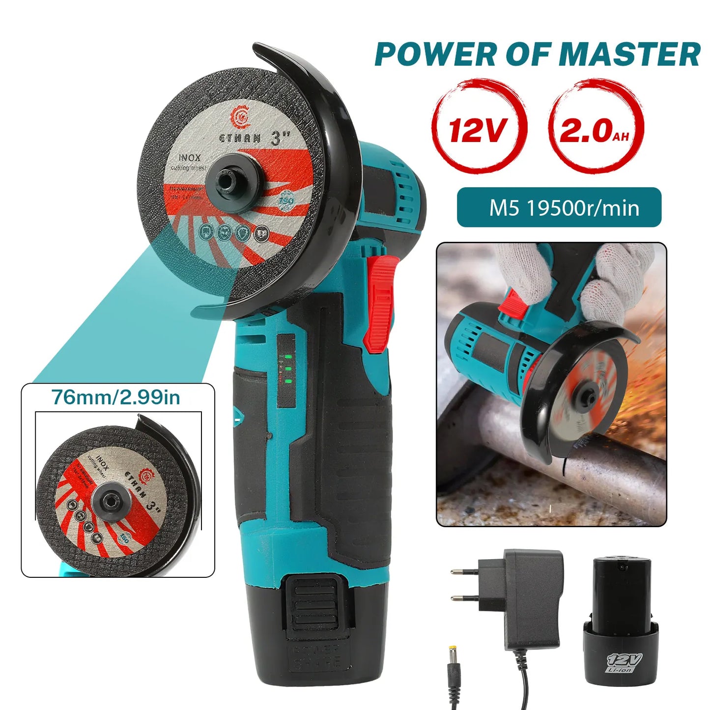Mini Meuleuse d'Angle Sans Fil 12V Vremota