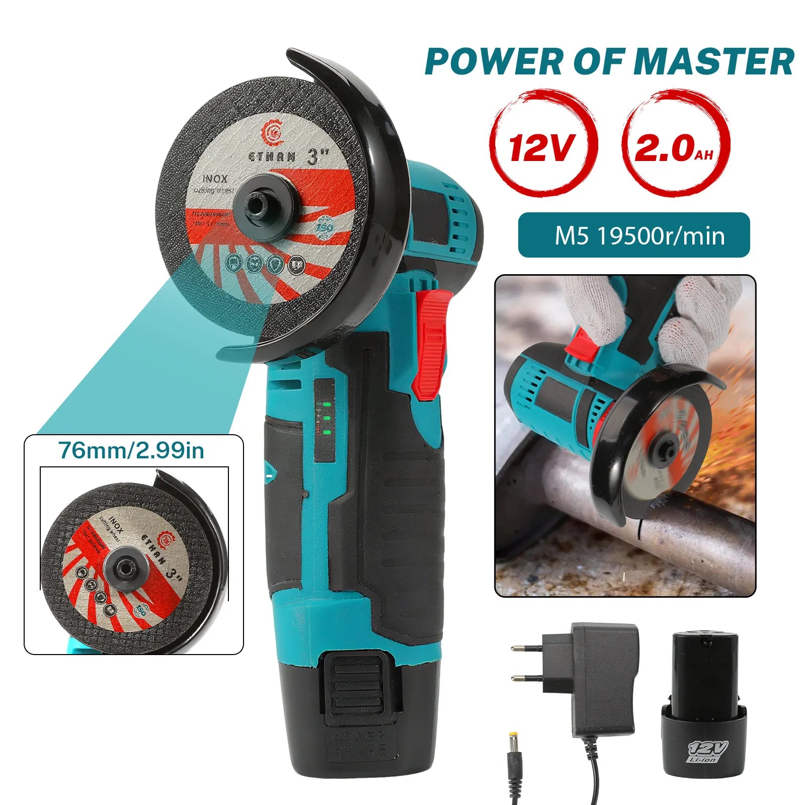 Mini Meuleuse d'Angle Sans Fil 12V Vremota