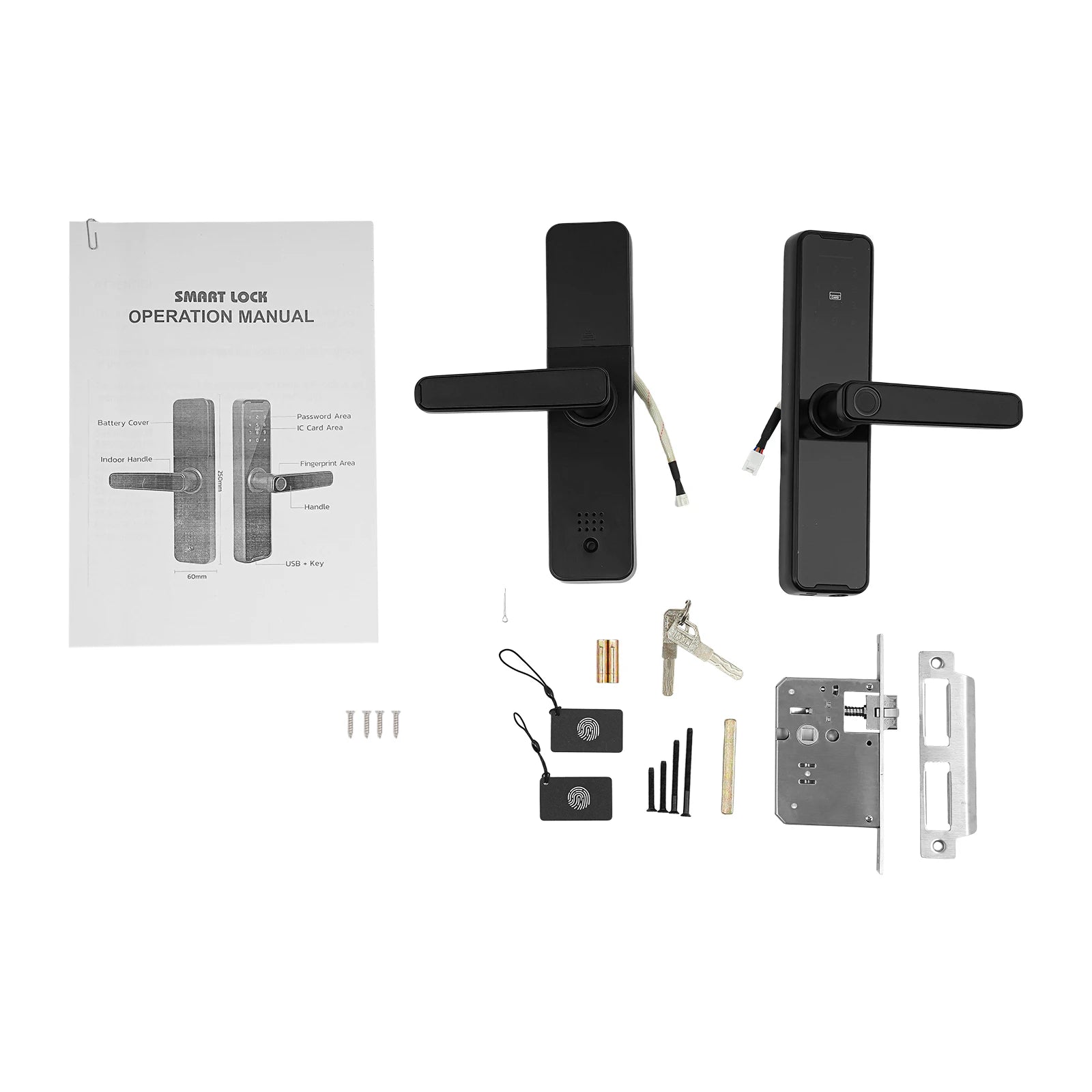 Serrure Intelligente Connectée Tuya – Empreinte, Code, Carte, Clé, App – Aluminium Noir