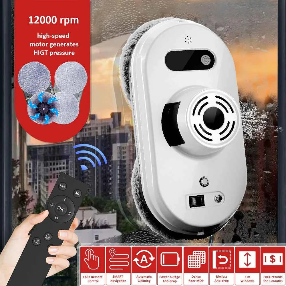 Robot Nettoyeur de Vitres Automatique 6000Pa avec Télécommande