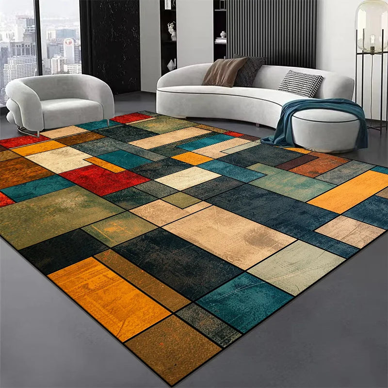 Tapis Géométrique Nordique - Décoration Salon Chambre Antidérapant Lavable