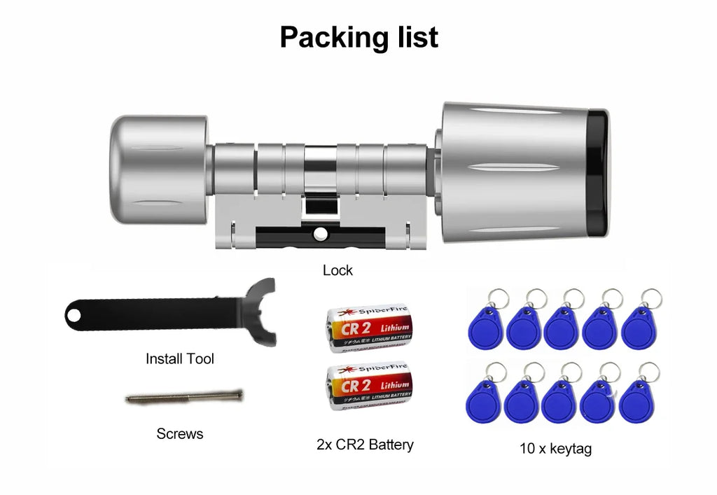 Cylindre Serrure Connectée TTlock - IP67 Étanche, App Bluetooth, Carte RFID/NFC, Anti-Perçage - Tuya Smart