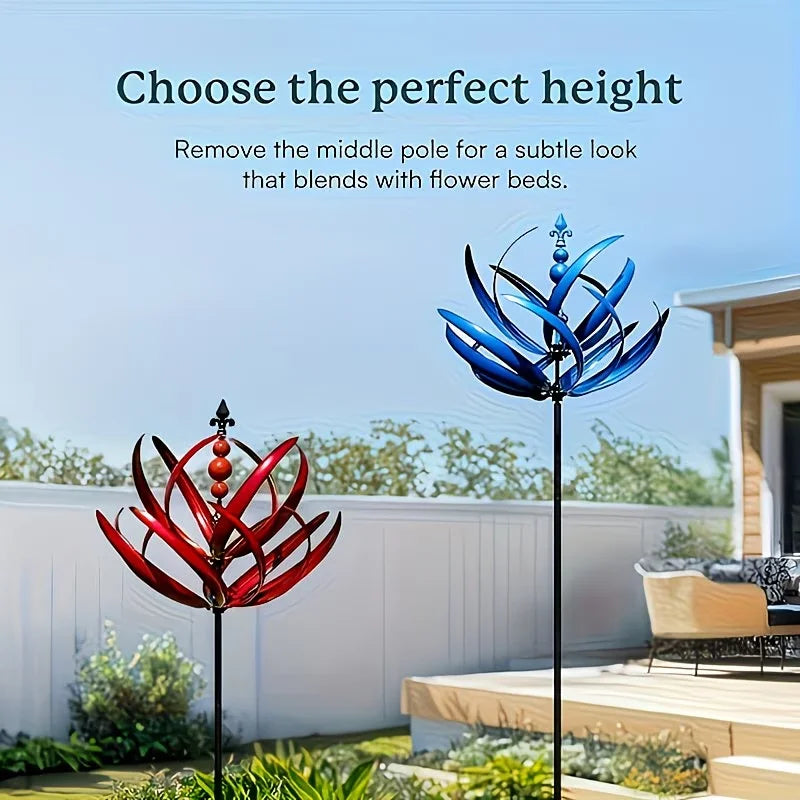 Moulin à Vent Décoratif en Métal – Ornement Rotatif pour Jardin, Terrasse et Balcon