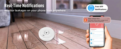 Détecteur de Fuite d'Eau WiFi Fuers – Alarme 100dB, Alerte Smartphone, Compatible Tuya/Smart Life