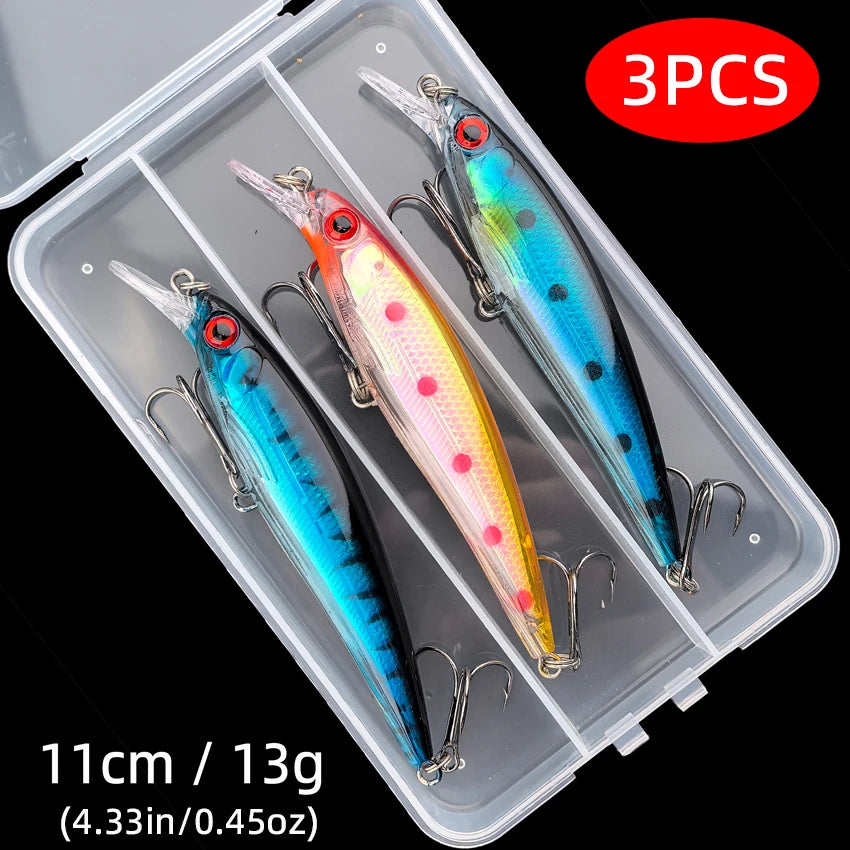 Leurre Pêche Minnow Laser 11cm 13g Poisson Nageur Crankbait Carnassier Brochet Perche Wobbler