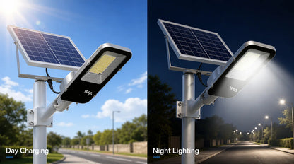 Lampadaire Solaire Extérieur 6000mAh – IP65, Télécommande, Détecteur de Mouvement