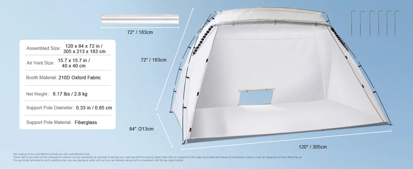 Cabine de Peinture Portable SucceBuy – Tente Pliable Oxford 210D, 2 Tailles, Film Protecteur Inclus