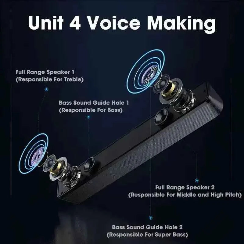 Enceinte PC Soundbar USB – Son Stéréo 3D, AUX & Bluetooth, TV / PC / Gaming