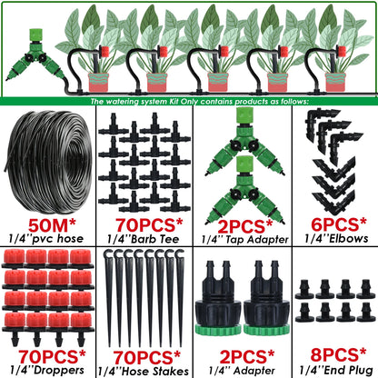 Kit Irrigation Goutte-à-Goutte KESLA – Tuyau 4/7mm, Programmateur & Capteur Pluie (5M à 50M)