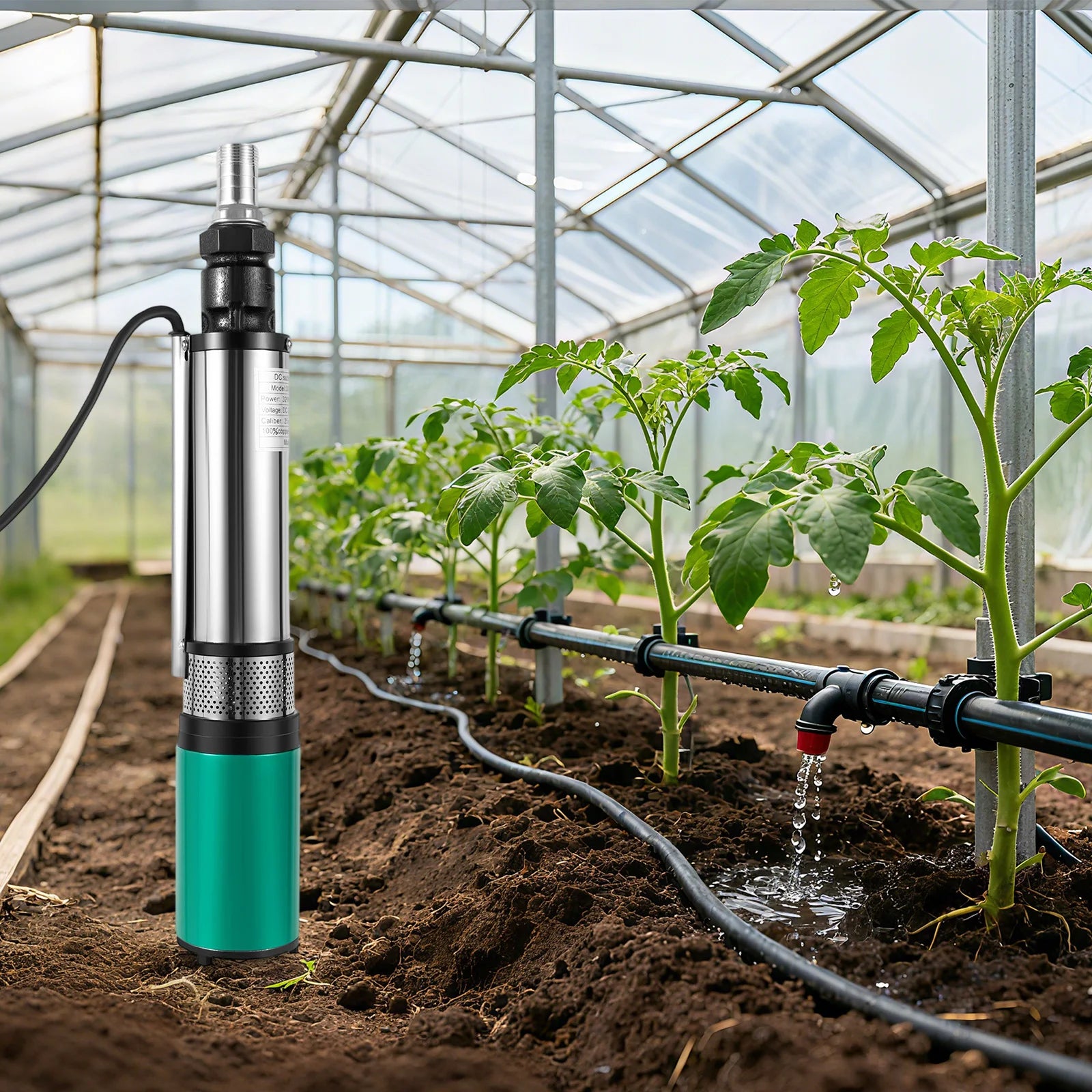 Pompe de Puits Profond 24V 320W - Submersible Inox - Irrigation Agricole et Jardin - Hauteur 25mc