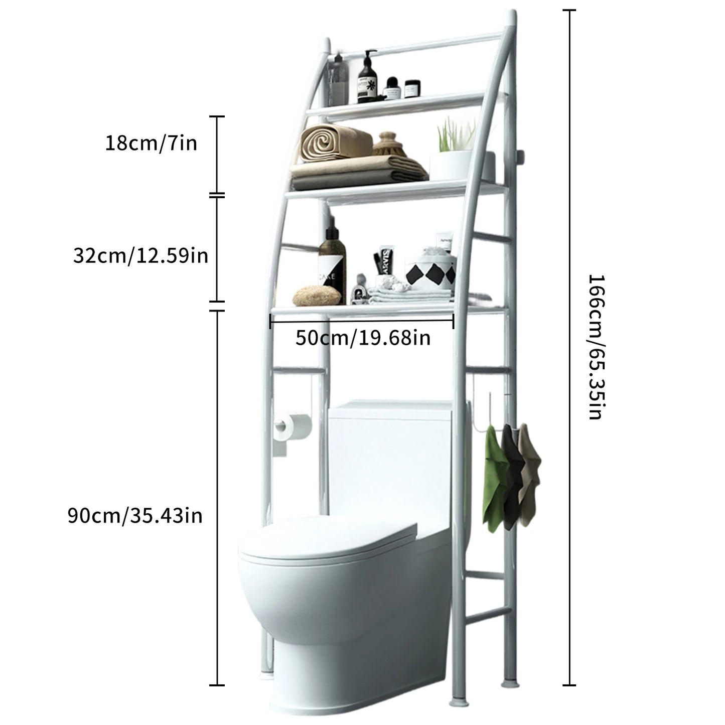 Étagère Salle de Bain 3 Niveaux en Métal