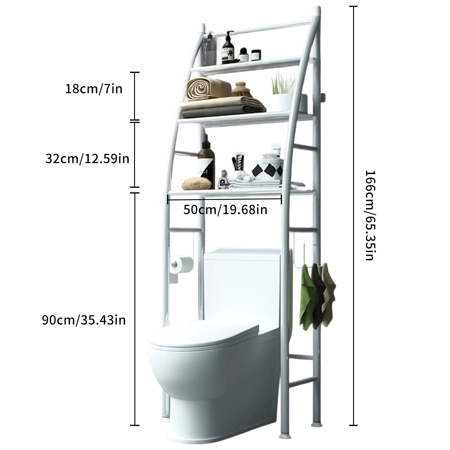 Étagère Salle de Bain 3 Niveaux en Métal